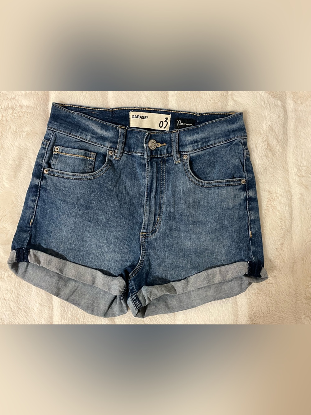 Garage Cuffed Denim Shorts - Blue